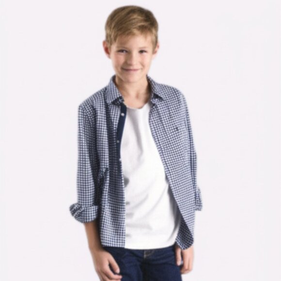 GAP Boys Gingham blue and white shirt Size XL (12) - Picture 1 of 3